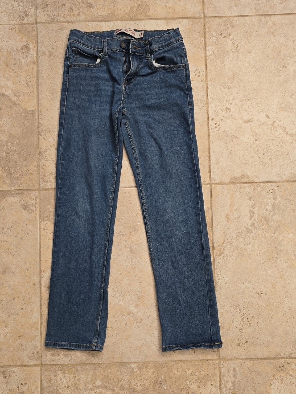 Boys Size 14 Levi's Performance 514 Straight Blue Denim Jeans